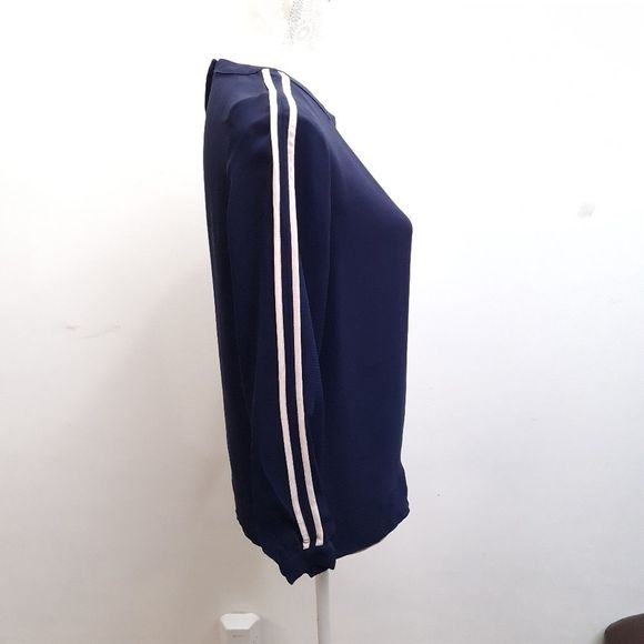 J. Crew Double Stripes Crepe Top Blouse Navy Womens Size 00 - Picture 11 of 16